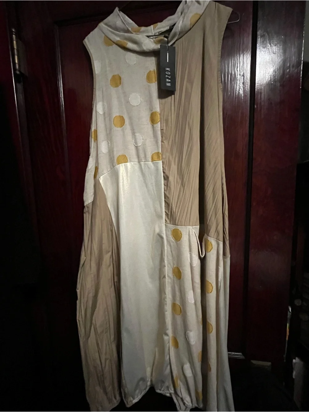 KOZAN Beige and Cream Polka Dot Sleeveless Dress and jacket- new with tags